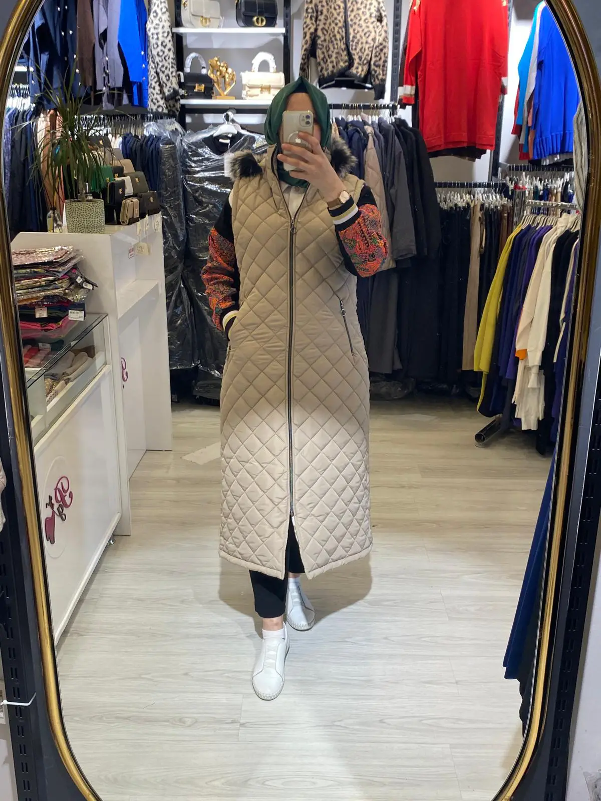 Uzun Yelek Baklava Desen Yelek Modeli