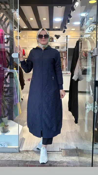 kapitone kapşonlu  kap boy 130 cm
