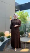 fermuarlı ipek jakar elbise